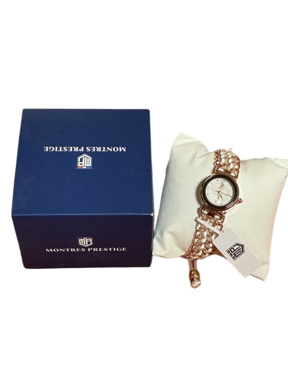 Montres Prestige Women's Rose Gold Quartz Watch MOP Dial NWT Box Works